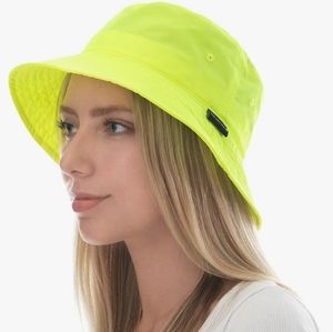 The Hat Depot Lightweight Nylon Packable Newton Yellow Bucket Hat, Brand New